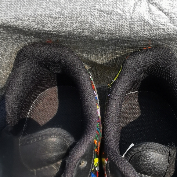 NIKE Mens Size 8 Black multi coloured painted sneakers basketball Air Force 1 - Picture 10 of 11